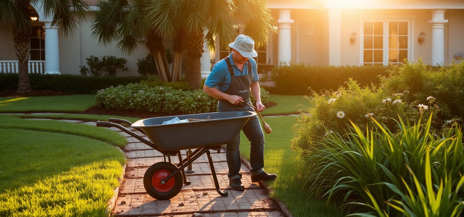 Ramos V. crew member working on a Fort Pierce landscape